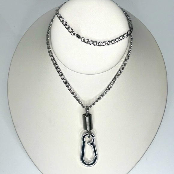 Handmade Extremely Large Stainless Coiled Extension Clasp Statement Necklace - Picture 1 of 6